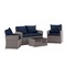 Merrick Lane Atlas 4 Piece Patio Set Contemporary Loveseat, 2 Chair and Coffee Table Set with Back Pillows and Seat Cushions